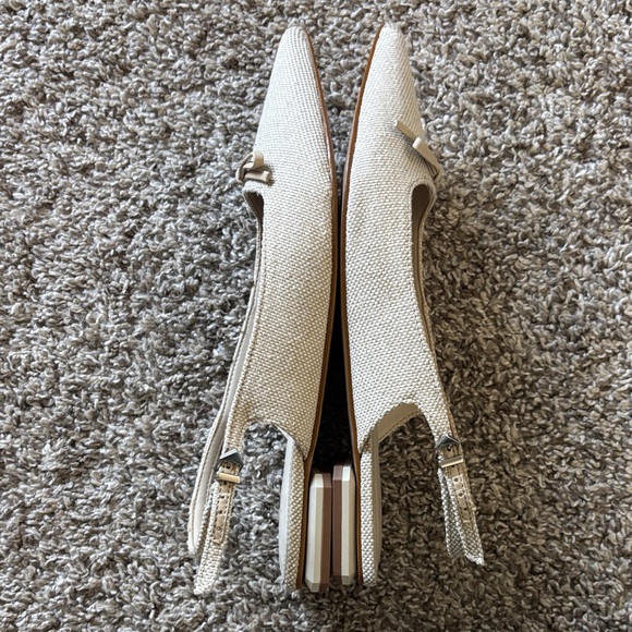 SCHUTZ Violetta Offwhite Pointed Toe Slingback Flats with Bow Size 7 - Picture 6 of 10